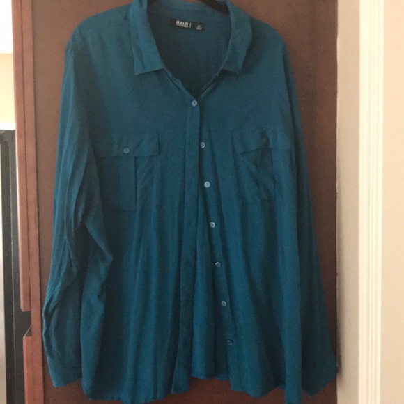 a.n.a Tops - Teal Collar Button up shirt